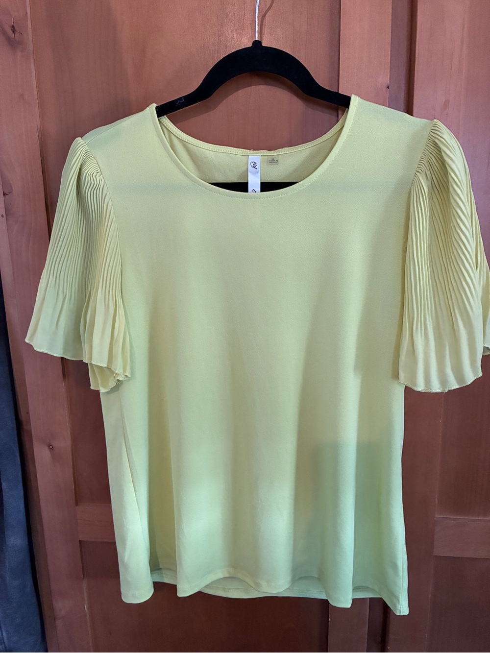 NY Collection Pleated Flutter Sleeve Blouse - Light Yellow Never worn #36